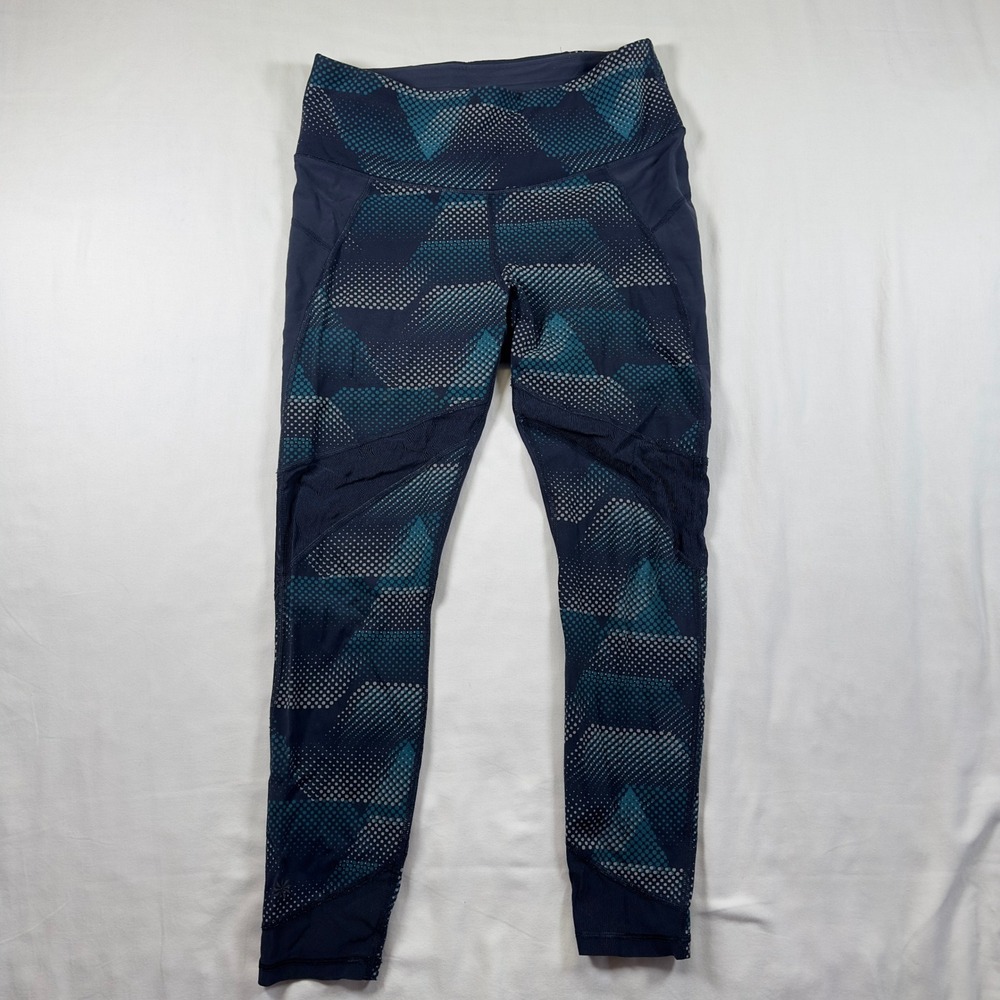 Athleta Navy Blue Kinetic Stealth Mesh 7/8 Tight Leggings Women's Medium